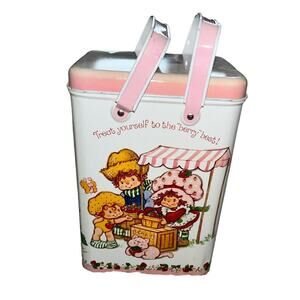 Vintage 1982 American Greetings Strawberry Shortcake Double Handle Tin 8.5x6x5.5